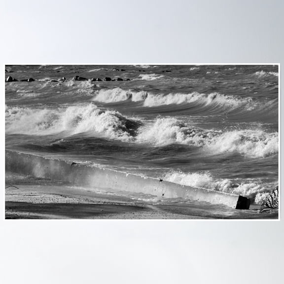 Rough Day At The Beach Poster Wall Art, Modern Wall Decor, 12x18 UNFRAMED