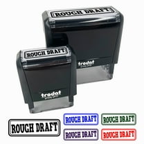 Rough Draft Double Border Self-Inking Rubber Stamp Ink Stamper for Business Office - Black Ink - Small 1-1/2 Inch