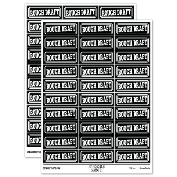 Rough Draft Double Border Sticker Set - Black - Matte Finish - 1.75" Medium
