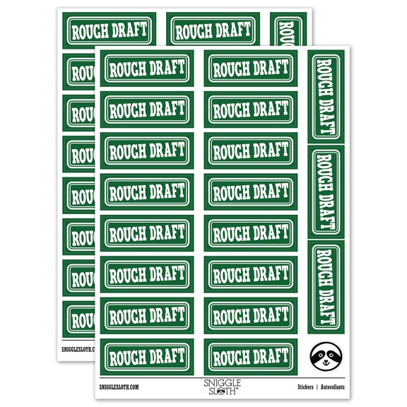 Rough Draft Double Border Sticker Set - Dark Green - Matte Finish - 2.00" Large
