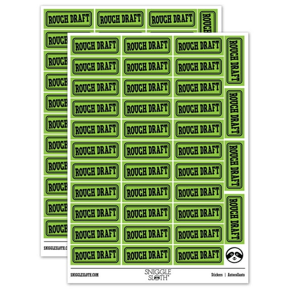 Rough Draft Double Border Sticker Set - Light Green - Gloss Finish - 1.5" Small