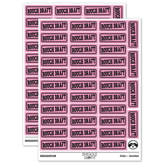 Rough Draft Double Border Sticker Set - Light Pink - Gloss Finish - 1.5" Small