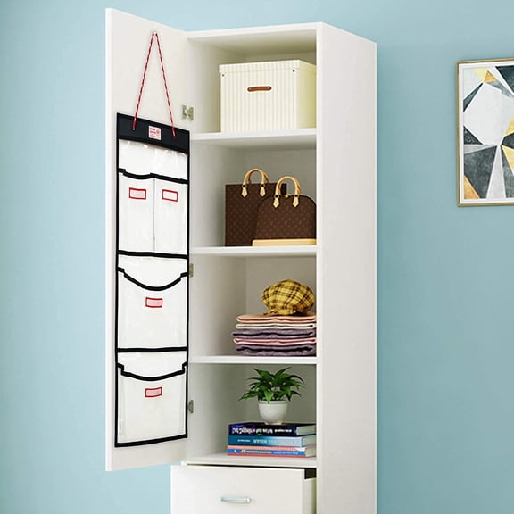 Rough Enough Clear PVC Hanging Locker Organizer with 4 Pockets for Work Gym Wall Storage
