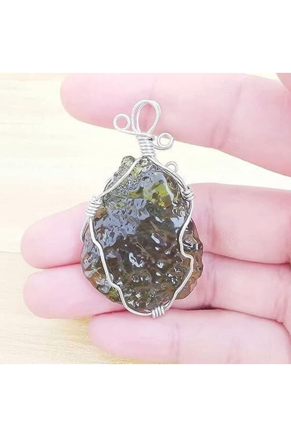 Rough Moldavite Pendant, 925 Solid Sterling Silver Wire Wrapped Handmade Designer Pendant, Moldavite Gemstone Pendant