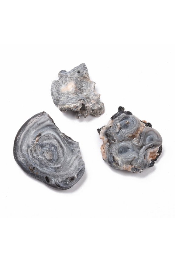 Rough Raw Natural Agate Pendants 37.5~50x35~36x9~13.5mm Hole: 2mm