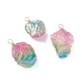 thumbnail image 1 of Rough Raw Natural Quartz Pendants with Real 18K Gold Plated Eco-Friendly Copper Wire Colorful 36~43x24~27.5x11~17mm Hole: 4.7mm, 1 of 5