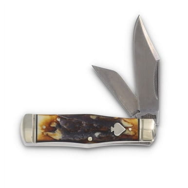 Rough Ryder Knives Rough Ryder Cinnamon Bone Damascus Coke Bottle Folding Knife RR2527