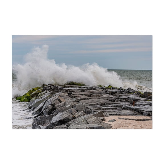 Rough Seas, Cape May New Jersey - Cape May Point New Jersey Photography Waves Coast Ocean Seascape Beach Nature Water Unframed Wall Art Print 32 x 48 inches