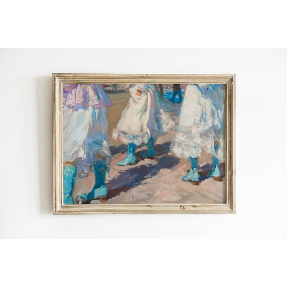 Rough Textured Old Western Rustic Ranch Blue and White Decoration, Stretched Canvas 8x10in
