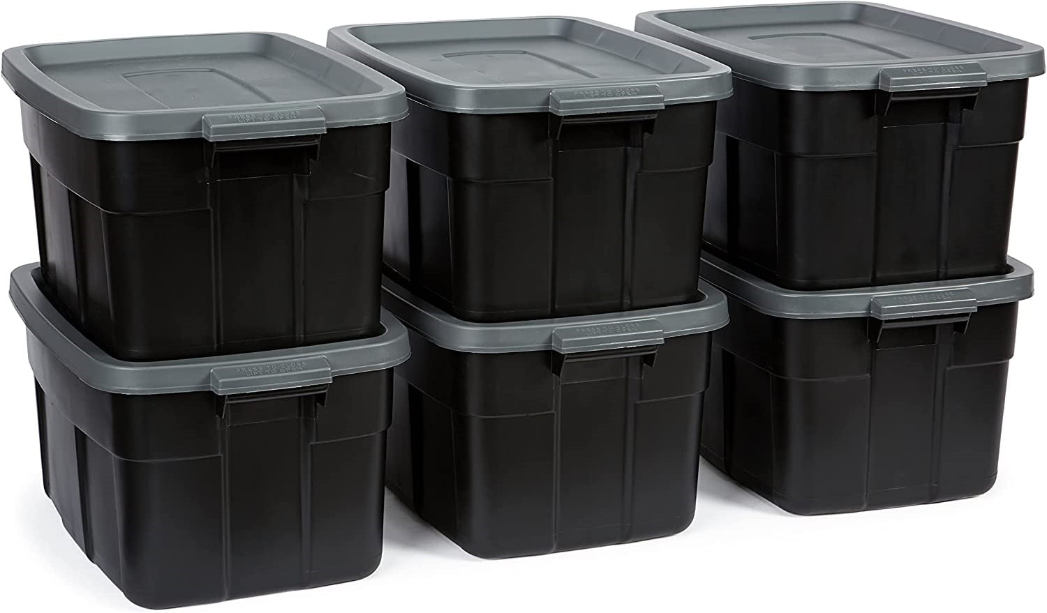 Roughneck️ 18 Gallon Storage Totes, Pack of 6, Durable Stackable ...