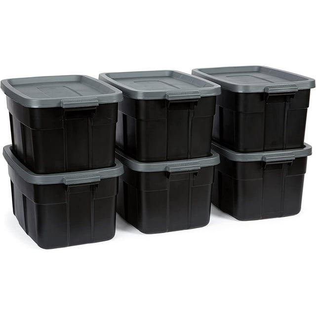Roughneck️ 18 Gallon Storage Totes, Pack of 6, Durable Stackable