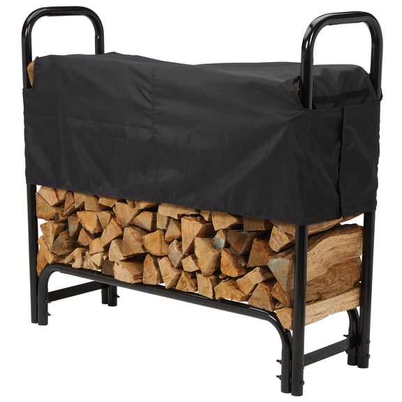 Roughneck 4ft. Firewood Rack with Cover, 1100-lb. Capacity, Steel Construction