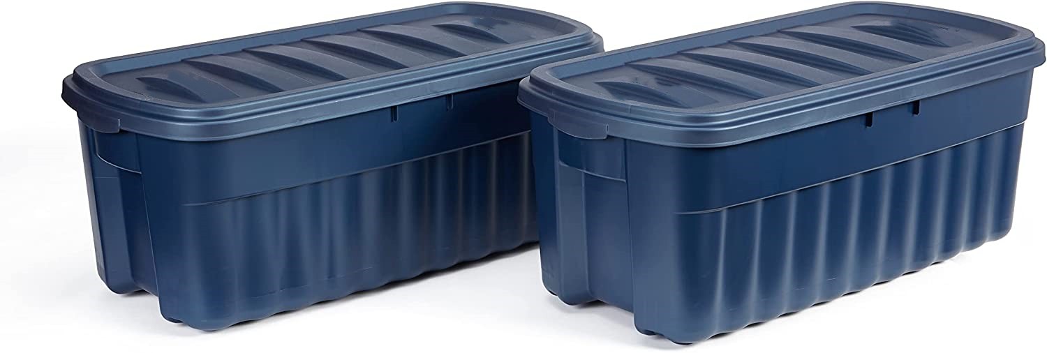 Roughneck️ Storage Totes 50 Gal, Large Durable Stackable Storage Containers, Great for Basement