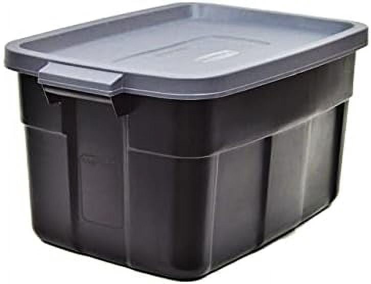 Roughneck Tote 3 Gal, 6 Pack, Made in USA, Black & Gray, Rugged Plastic ...