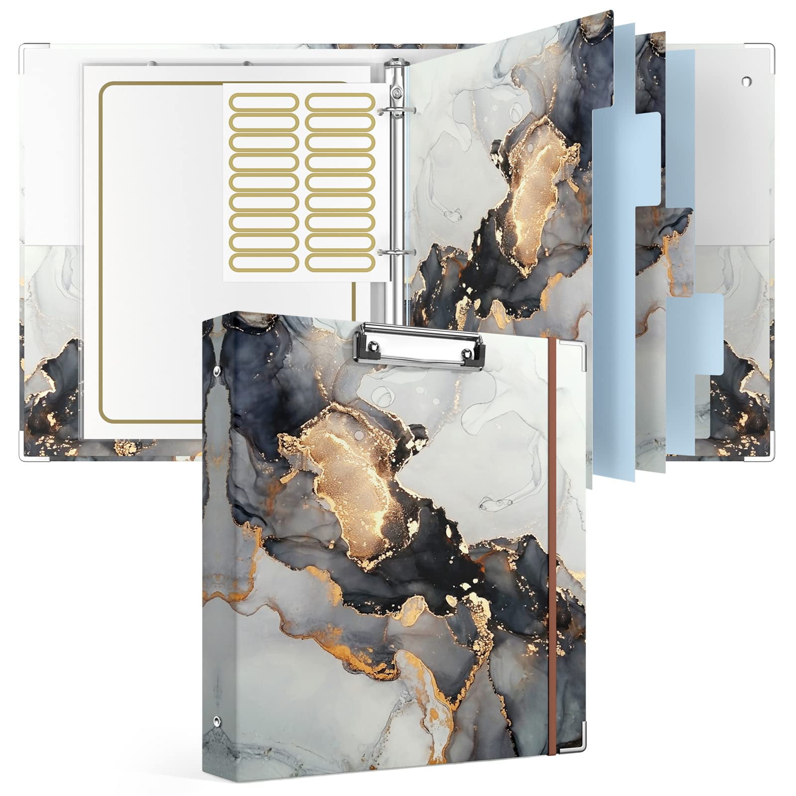 Rouidr 3 Ring Binder with clipboard, 1 inch Binder Organizer, 8.5" x 11