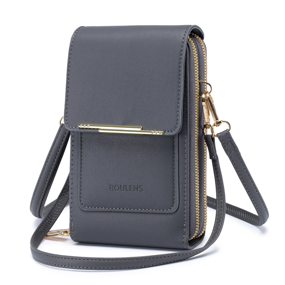 Roulens Triple Zip Small Crossbody Bag for women,Wide Strap Cell Phone Purse  Shoulder Handbag Wallet with Credit Card Slots: Handbags