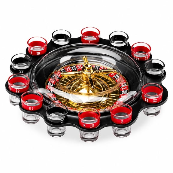 Roulette Drinking Game Set with 12 Numbered Shot Glasses and Spinning Wheel, Party Drinking Game for Bar KTV Game Night Gatherings, Classic Shot Glass Roulette Set for Friends Party Entertainment