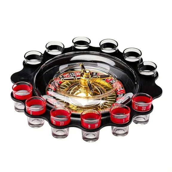 Roulette Drinking Game Set with 12 Numbered Shot Glasses and Spinning Wheel, Party Drinking Game for Bar KTV Game Night Gatherings, Classic Shot Glass Roulette Set for Friends Party Entertainment