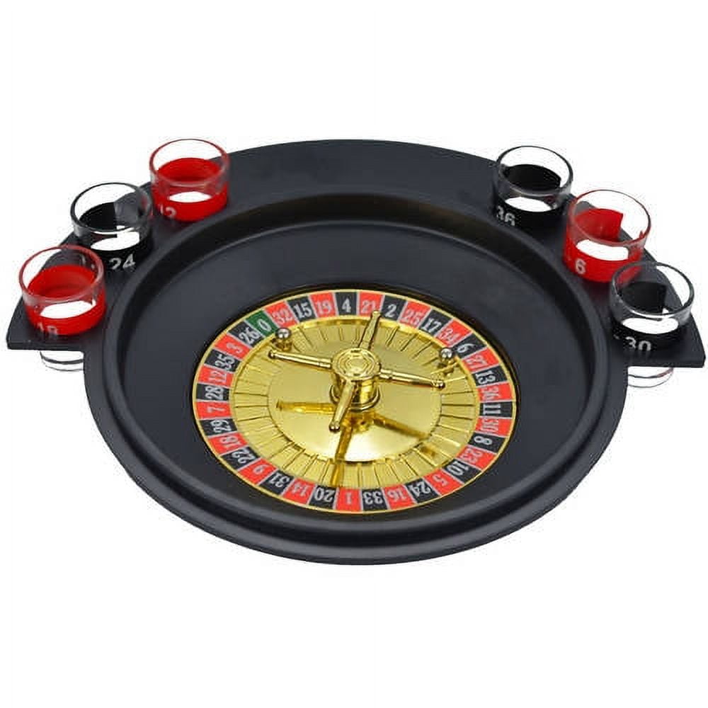 Roulette O 6 Glass Drinking Shot Game Casino Style 2 Metal Roulette