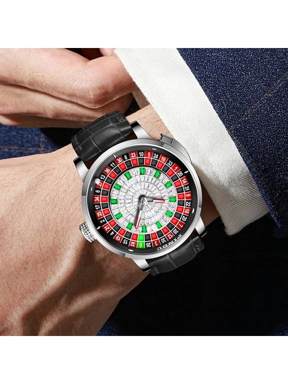 Roulette Watch for Men, NH35A Movement Design Button Control Automatic Watch Stainless Steel Roulette Mechanical Movement Business Waterproof Wrist Watches for Men