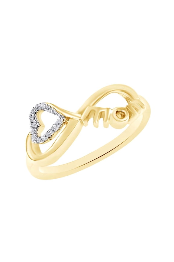 Round 0.05 Cttw Natural Diamond Accent Infinity Mom Ring In 14k Yellow Gold Over Sterling Silver-7.5