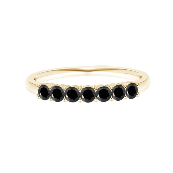 Round 0.35 Ctw Black Spinel 925 Silver Yellow Gold Vermeil Eternity Ring
