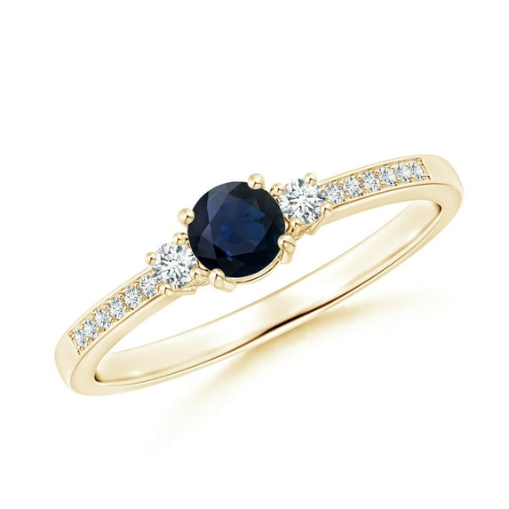 Round 0.40 Ctw Blue Sapphire 925 Sterling Silver Women Solitaire Accents Engagement Ring Jewelry