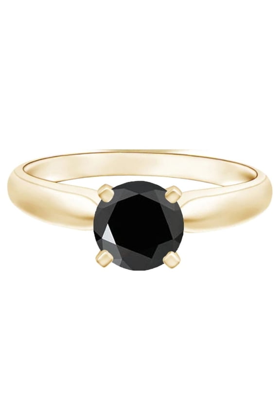 Round 0.55 Ctw Black Spinel 925 Silver Yellow Gold Vermeil Stackable Ring