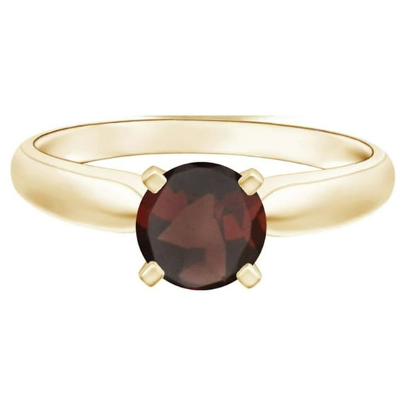 Round 0.55 Ctw Garnet Gemstone 925 Sterling Silver Stackable Band Women Ring