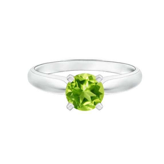 Round 0.55 Ctw Peridot Gemstone 925 Sterling Silver Stackable Band Women Wedding Ring
