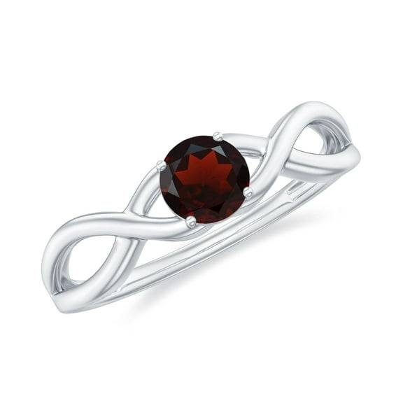 Round 0.60 Ctw Garnet Gemstone Crossover Shank 925 Sterling Silver Solitaire Promise Ring for Women | Wedding, Engagement Bridal Rings | Mothers Day Gift_11.5