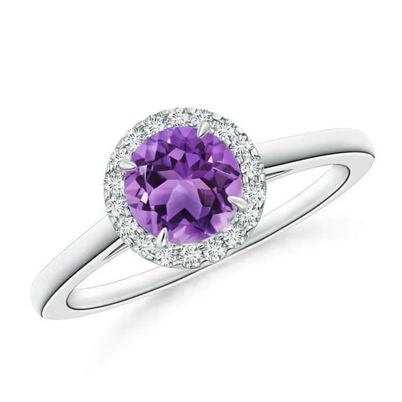 Round 0.75 Ctw Amethyst Gemstone Solitaire 925 Sterling Silver Women Promise Ring Jewelry Size US- 4