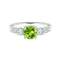 thumbnail image 1 of Round 0.75 Ctw Peridot Gemstone 925 Sterling Silver Solitaire Accents Women Promise Ring Size US- 9, 1 of 5