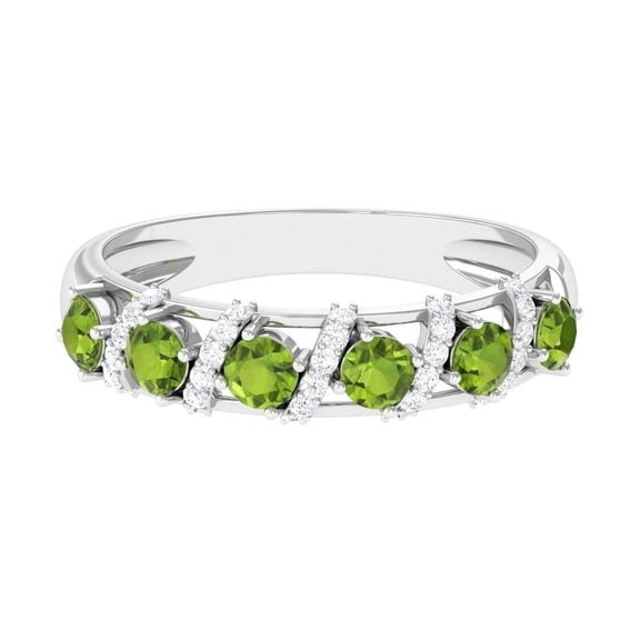 Round 0.96 Ctw Peridot 925 Sterling Silver Eternity Ring for Women | Wedding, Engagement Bridal Rings | Mothers Day Gift