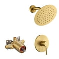 thumbnail image 1 of Round 1-Spray Patterns with 1.8 GPM 8 in. Wall Mount Rain Fixed Shower Head with Brass Valve, 1 of 7