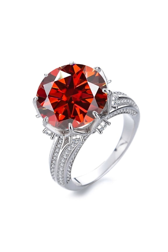 Round 10 Carat Moissanite Rings for Women D Color VVS1 Clarity Lab Created Big Diamond Rings Vintage 925 Sterling Silver Moissanite Engagement Ring Fine Jewelry