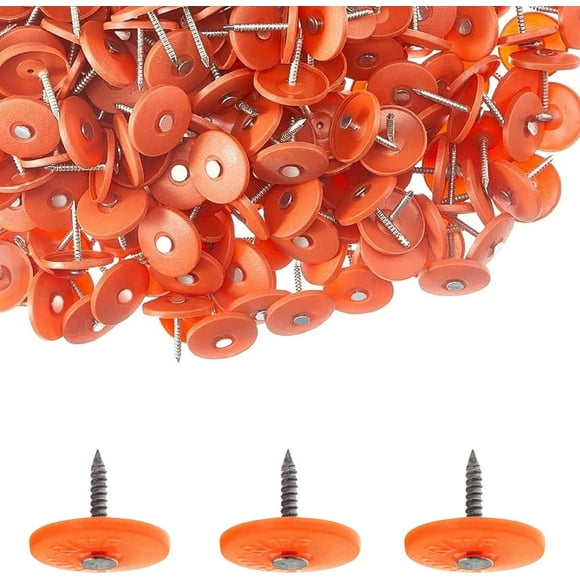Round 100-Pack Plastic Cap Nail 1 Inch Roofing Nails Galvanized Tar Paper Nails for House Wrap Fastening Foam Board Roofing Felt Insulation Film