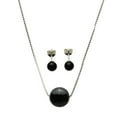 thumbnail image 1 of Round 10mm Black Onyx Stone Station Sterling Silver Box Chain Necklace Stud Earrings 16"+2", 1 of 4