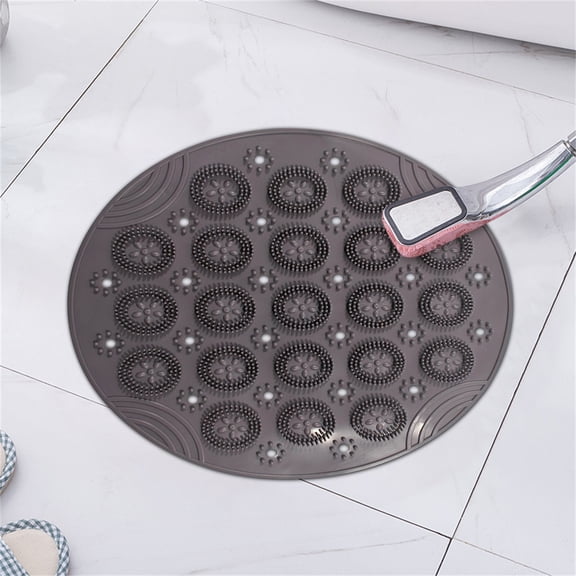 Round 11.8In Non Slide Bath Pad, Vinyl Shower Floor Pad with Strong Suction Cups, Against Tiredness Massage Base Pad for Tub, Strand Durable Bathroom Pad with Hanging Loop for Swift Dry