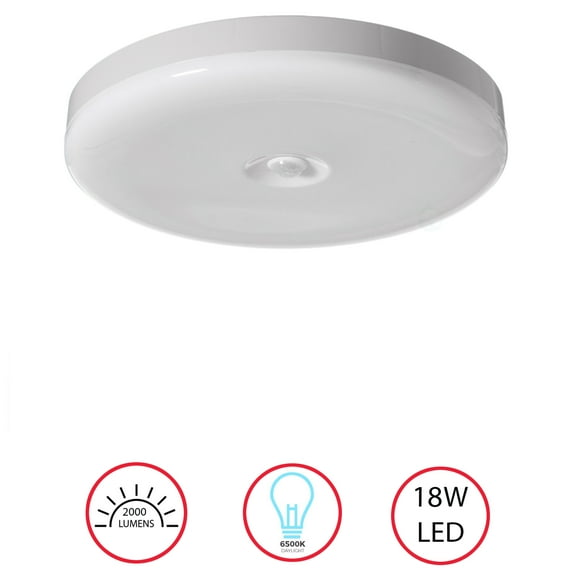 Round 12 Inch Motion Sensor LED Ceiling Light Flush Mount Fixture 6500K Daylight, 1800lm 18W