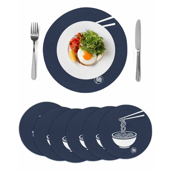 Round 15 Inch Placemats Set of 6, HeatResistant Non Slip Place Mats for Dining Table, Wipeable Braided Kitchen Table Mats for Housewarming