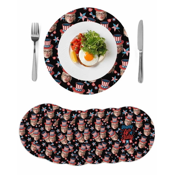 Round 15 Inch Placemats Set of 6, HeatResistant Non Slip Place Mats for Dining Table, Wipeable Braided Kitchen Table Mats for Housewarming