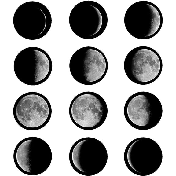 Round (15 Per Sheet) - Moon Phases Solar System Planets Birthday - D24199-2D Edible Cake Cupcake Party Topper