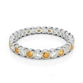 thumbnail image 1 of Round 2.5 Ctw Citrine & White Cz Alternate Gemstone Bezel Set Full Eternity Band 925 Sterling Silver Stackable Women Engagement Ring_10, 1 of 5