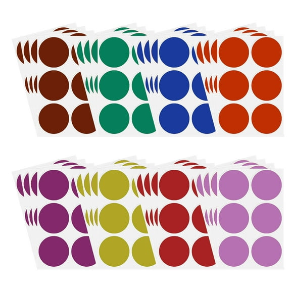 Round 2" inch Sticker 50mm Dot Labels Colored Circle Stickers, Permanent Adhesive, assorted 8 colors Red, Blue, Green, Yellow, Purple, Orange, Brown and Pink, 192 pack, Royal Green