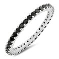 thumbnail image 1 of Round 2 mm Black Spinel Full Eternity Band Ring Stackable Ring 925 Sterling Silver Gemstone Jewelry For Women Gift, 1 of 1