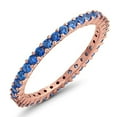 thumbnail image 1 of Round 2 mm Blue Sapphire Full Eternity Band Ring Delicate Stackable Ring 925 Sterling Silver Rose Gold Plated Gemstone Jewelry For Women Gift By KIRAN FINE JEWELS, 1 of 3