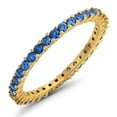 thumbnail image 1 of Round 2 mm Blue Sapphire Full Eternity Band Ring Stackable Ring 925 Sterling Silver Yellow Gold Plated Gemstone Jewelry For Women Gift By KIRAN FINE JEWELS, 1 of 3
