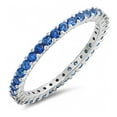 thumbnail image 1 of Round 2 mm Blue Sapphire Full Eternity Band Ring Stackable Ring 925 Sterling Silver Gemstone Jewelry For Women Gift, 1 of 1