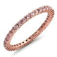 thumbnail image 1 of Round 2 mm Pink CZ Diamond Full Eternity Band Ring Stackable Ring 925 Sterling Silver Rose Gold Plated Gemstone Jewelry For Women Gift By KIRAN FINE JEWELS, 1 of 3